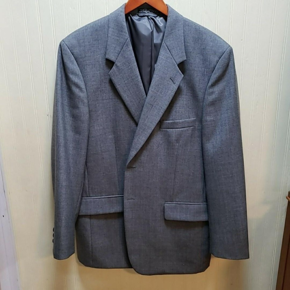 Bert Pulitzer Blazer Mens 44 Gray Solid Sport Coat Jacket 2 Button Notch Lapel